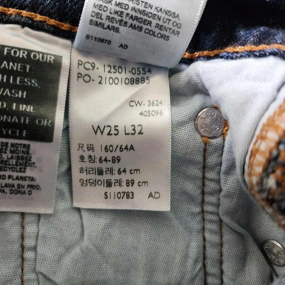 Levi's Premium 501 Original High Rise Straight Leg Jeans Dark Wash W25 L32